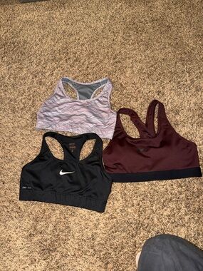 Nike Black, Burgundy & Multicolor Racerback Sports Bras - Pack of 3